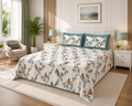 King Size Bedsheet - Ivory & Blue RM