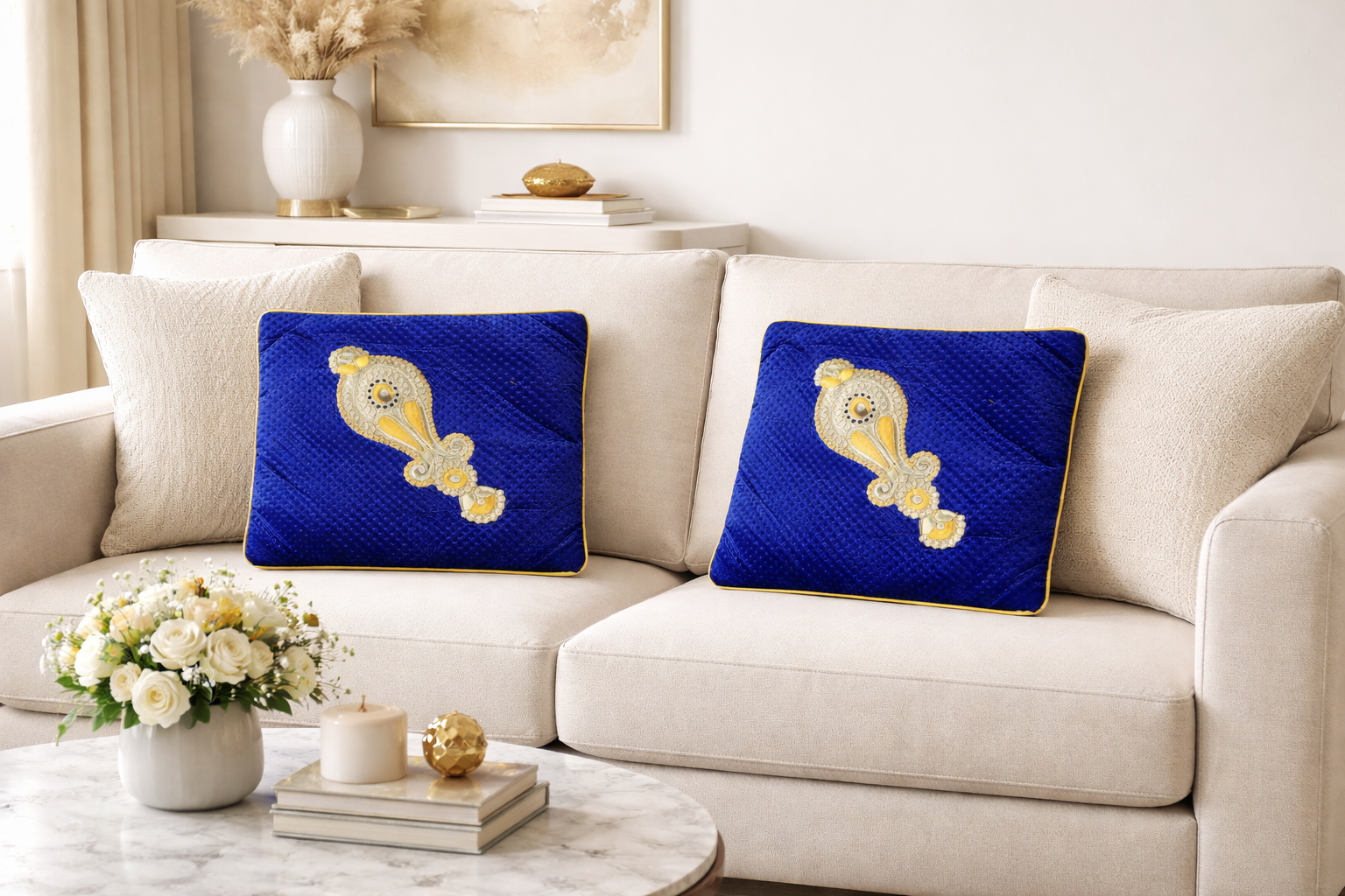 Cushion Cover - Golden Patch Work