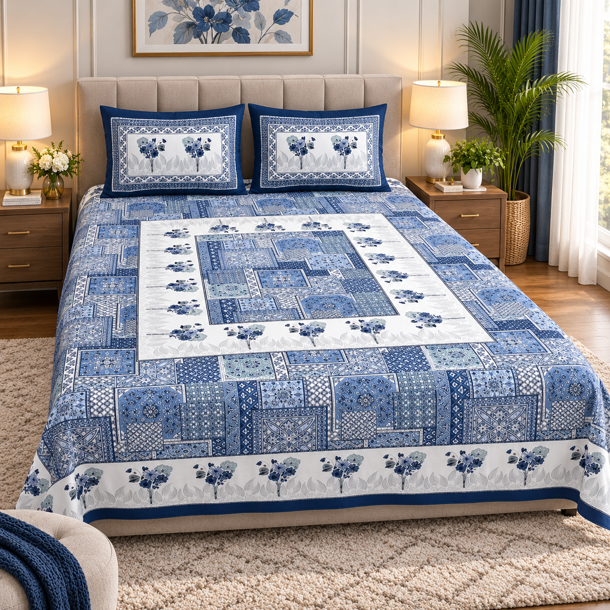 Double Size Bedsheet - Blue EC