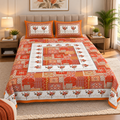 Double Size Bedsheet - Orange and Red EC