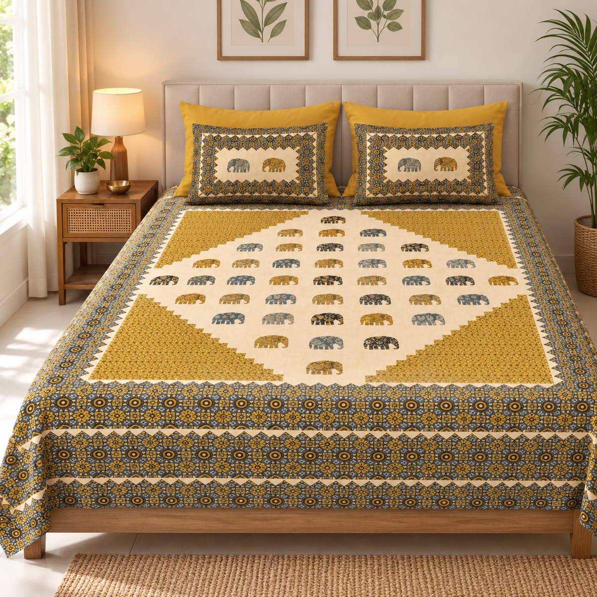 Super King Size Bedsheet - Mustard Yellow SC