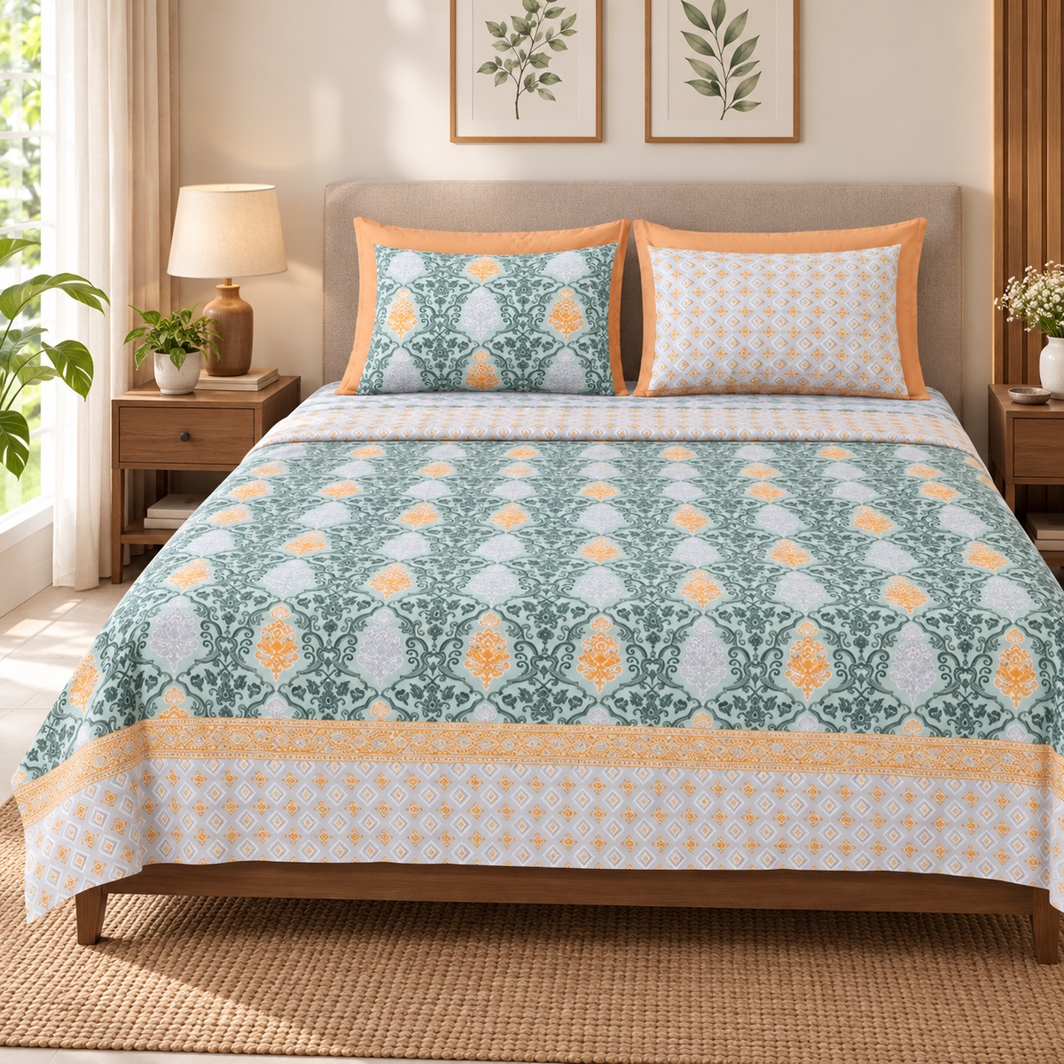 Super King Size Bedsheet - Green GP