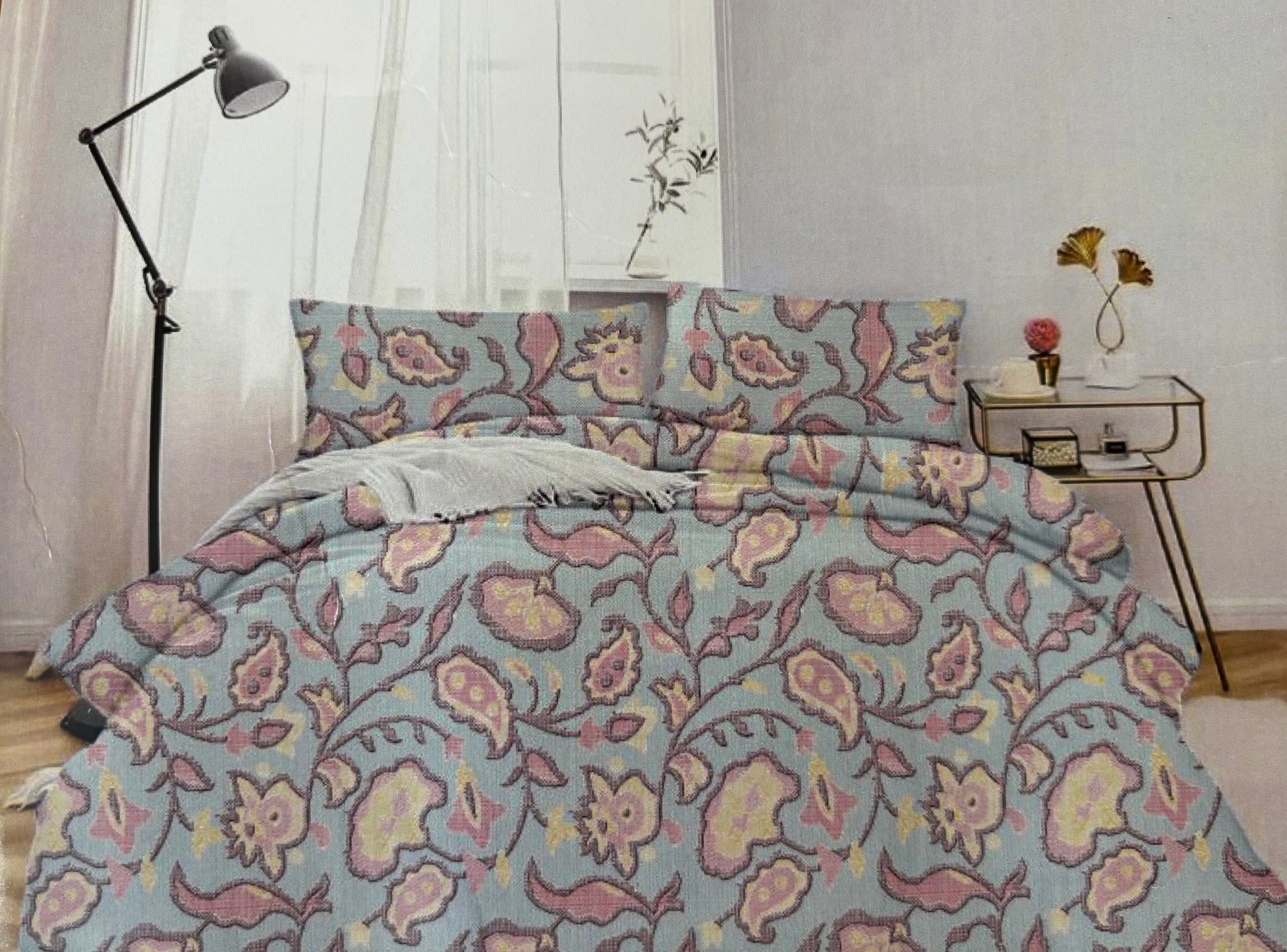 Queen Size Bedsheet - Aqua Blue RL