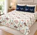 Super King Size Bedsheet - Ivory Deep Blue KD