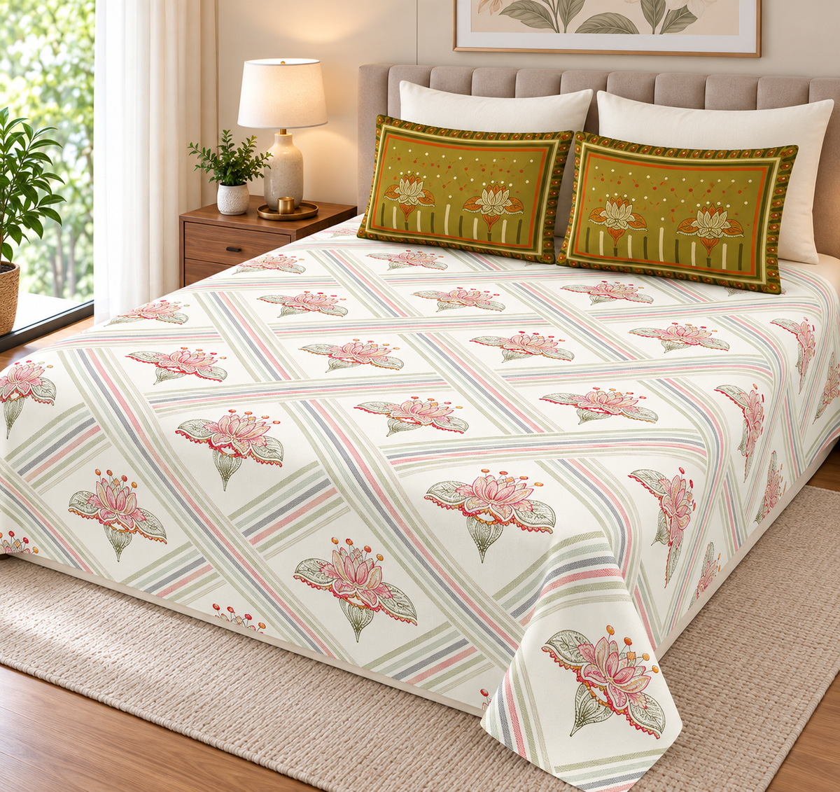 Super King Size Bedsheet - Ivory yellow KD