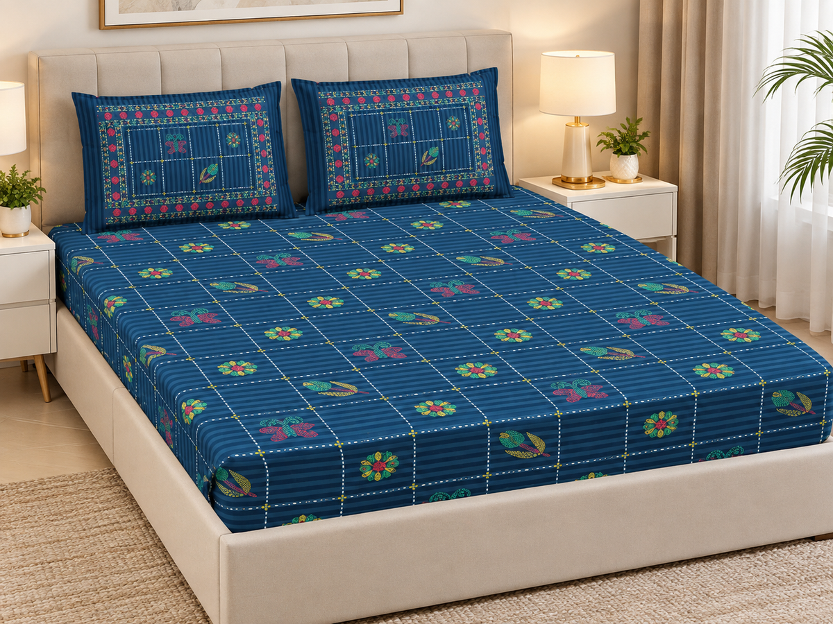 Super King Size Bedsheet - Navy Blue SC