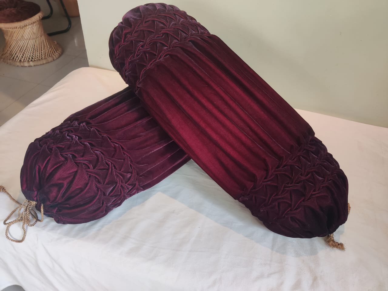 Deewan Cover - Beige and Burgundy