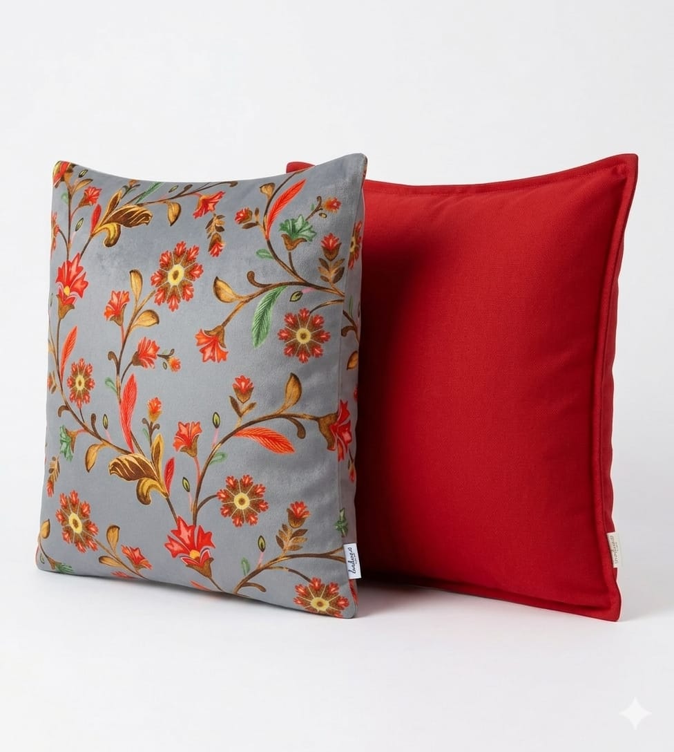 Grey and Orange 16x16 Cushion Cover
