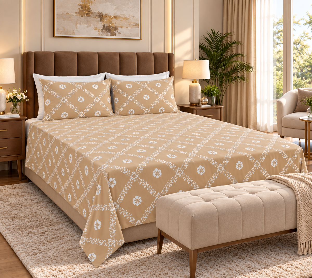 Super King Size Bedsheet - Mustard Yellow VN